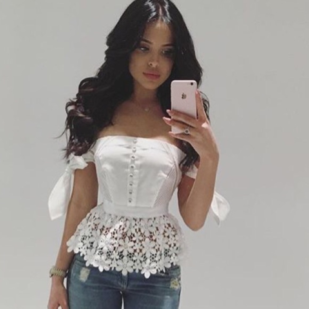 Self Portrait Floral Lace Peplum Top